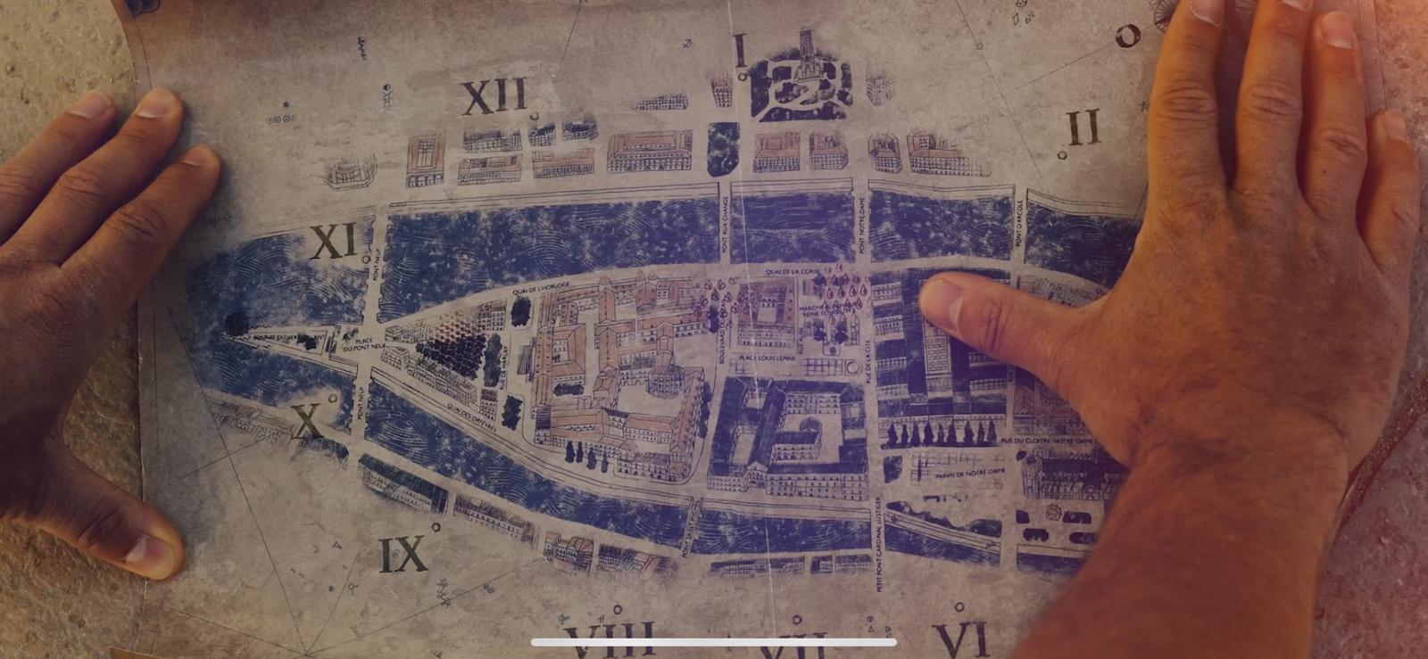Carte ancienne de l'île de la cité